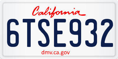 CA license plate 6TSE932