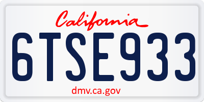 CA license plate 6TSE933