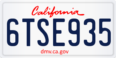 CA license plate 6TSE935