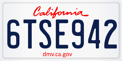 CA license plate 6TSE942