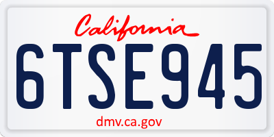 CA license plate 6TSE945