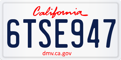 CA license plate 6TSE947