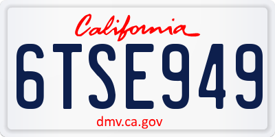 CA license plate 6TSE949