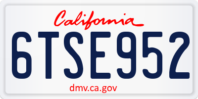 CA license plate 6TSE952