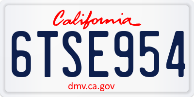 CA license plate 6TSE954