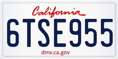 CA license plate 6TSE955