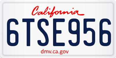 CA license plate 6TSE956