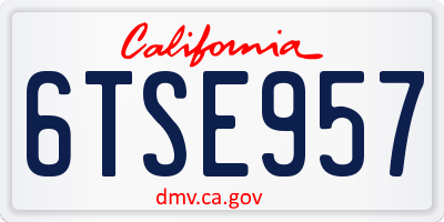 CA license plate 6TSE957