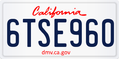 CA license plate 6TSE960