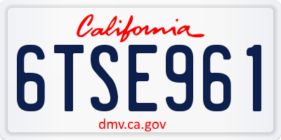 CA license plate 6TSE961