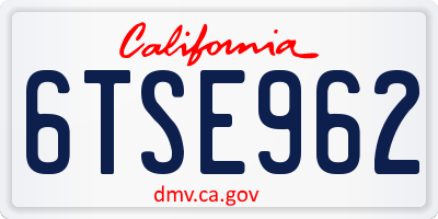 CA license plate 6TSE962