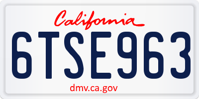 CA license plate 6TSE963