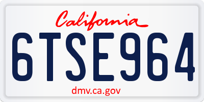 CA license plate 6TSE964