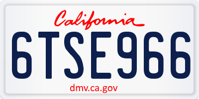 CA license plate 6TSE966