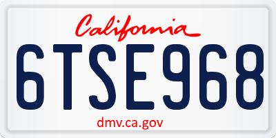 CA license plate 6TSE968