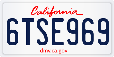 CA license plate 6TSE969