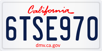 CA license plate 6TSE970