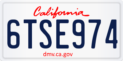 CA license plate 6TSE974