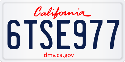 CA license plate 6TSE977