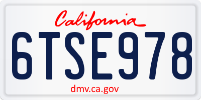 CA license plate 6TSE978