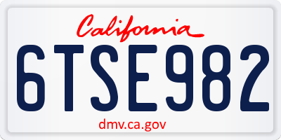 CA license plate 6TSE982