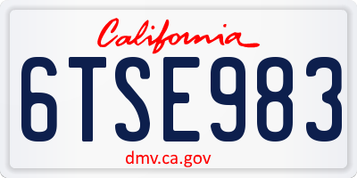 CA license plate 6TSE983