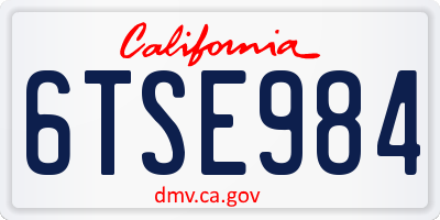 CA license plate 6TSE984