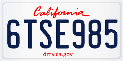 CA license plate 6TSE985