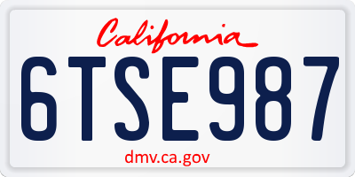 CA license plate 6TSE987