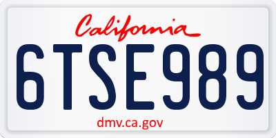 CA license plate 6TSE989