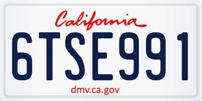 CA license plate 6TSE991