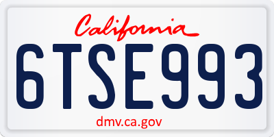 CA license plate 6TSE993