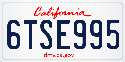 CA license plate 6TSE995