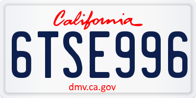 CA license plate 6TSE996