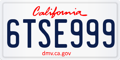 CA license plate 6TSE999