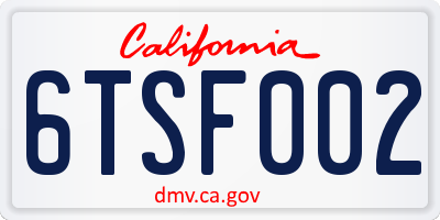 CA license plate 6TSF002