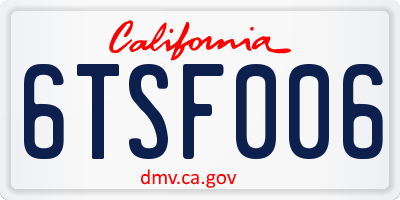 CA license plate 6TSF006