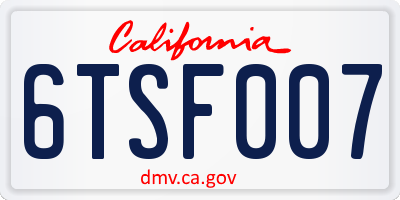 CA license plate 6TSF007