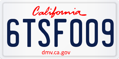 CA license plate 6TSF009