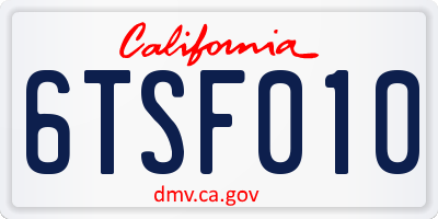 CA license plate 6TSF010