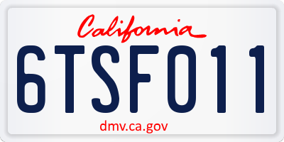 CA license plate 6TSF011