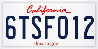 CA license plate 6TSF012