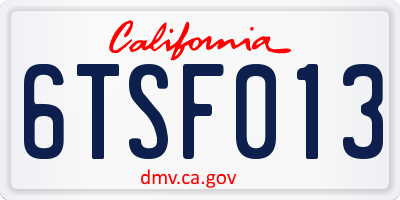 CA license plate 6TSF013