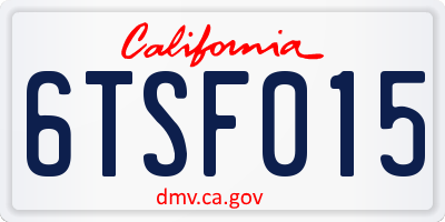 CA license plate 6TSF015