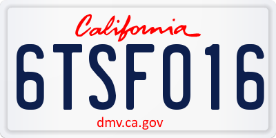 CA license plate 6TSF016