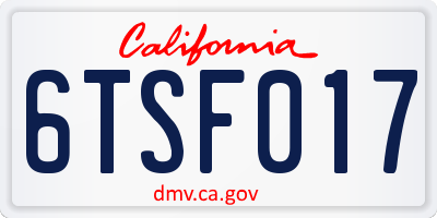 CA license plate 6TSF017