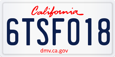 CA license plate 6TSF018