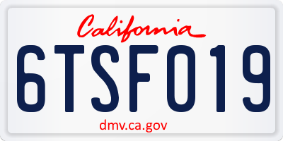 CA license plate 6TSF019