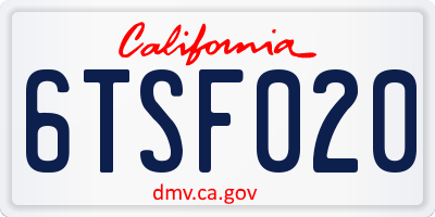 CA license plate 6TSF020