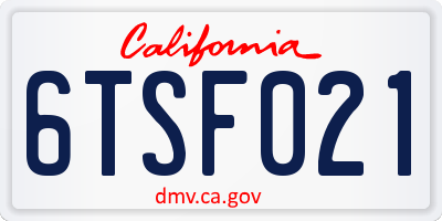 CA license plate 6TSF021